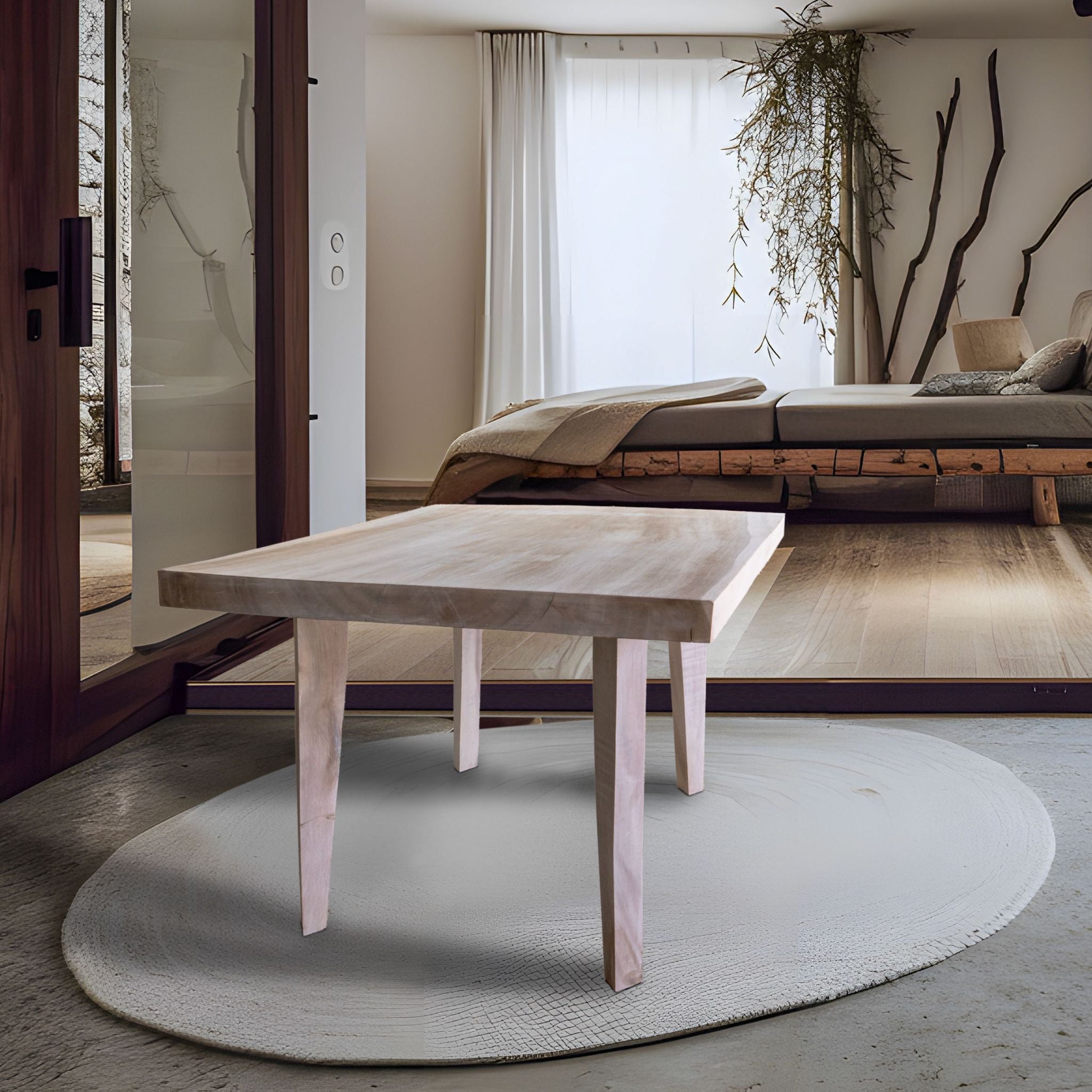 White Cinder Square Dining Table